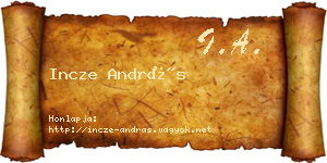 Incze András névjegykártya